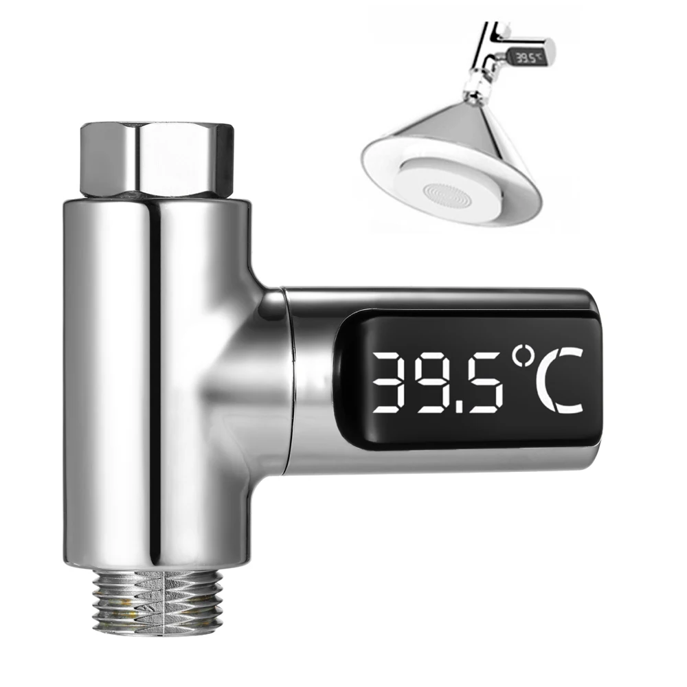 

LED Display Home Water Shower Thermometer Flow Self-Generating Electricity Water Temperture Meter Monitor For Baby Care