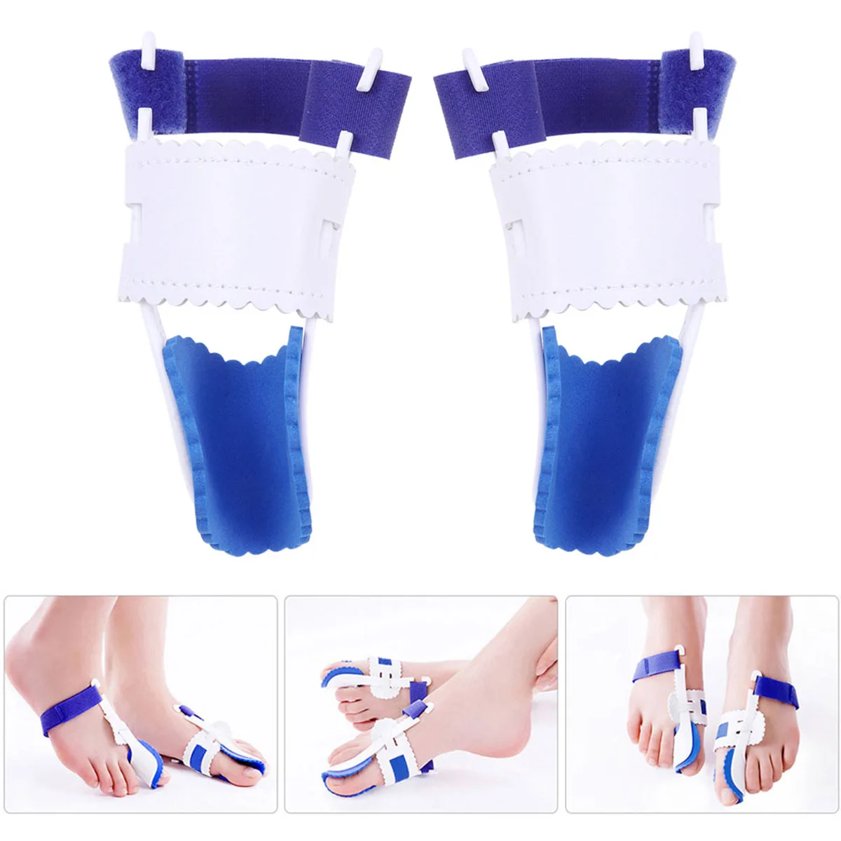 

1Pair Of Adjustable Bunion Night Splint Hammertoe Corrector Brace For Big Toes Joint Hallux Valgus Pain Relief (White)