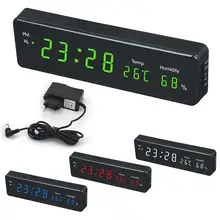 AsyPets электронный светодиодный цифровые настенные часы с дисплеем температуры и влажности домашние часы с европейской вилкой