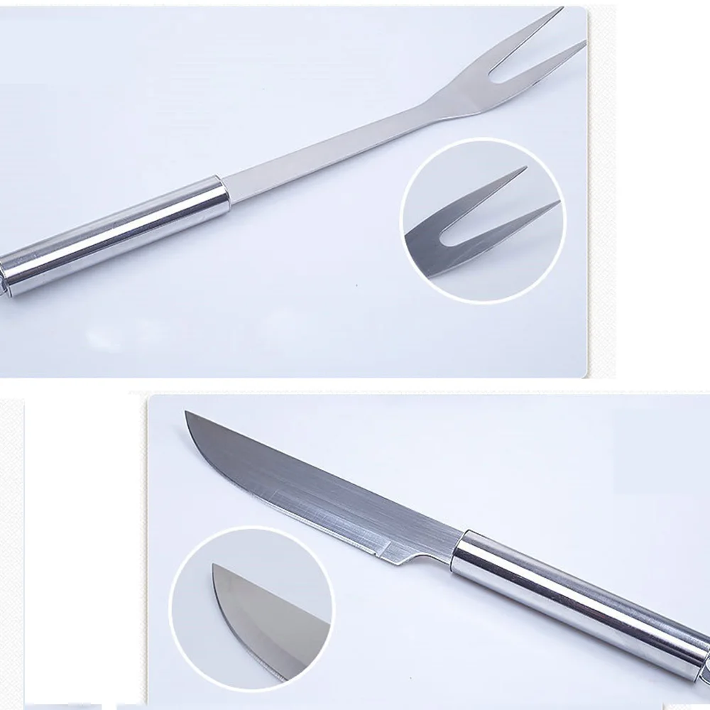 Nueva venta 10 unids/set de acero inoxidable barbacoa parrilla herramientas conjunto de utensilios de la barbacoa accesorios de cocina al aire libre Kit de herramientas con