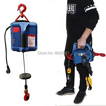 

200KG Electric hoist Portable electric hand winch traction block electric steel wire rope lifting hoist towing rope 220V/110V
