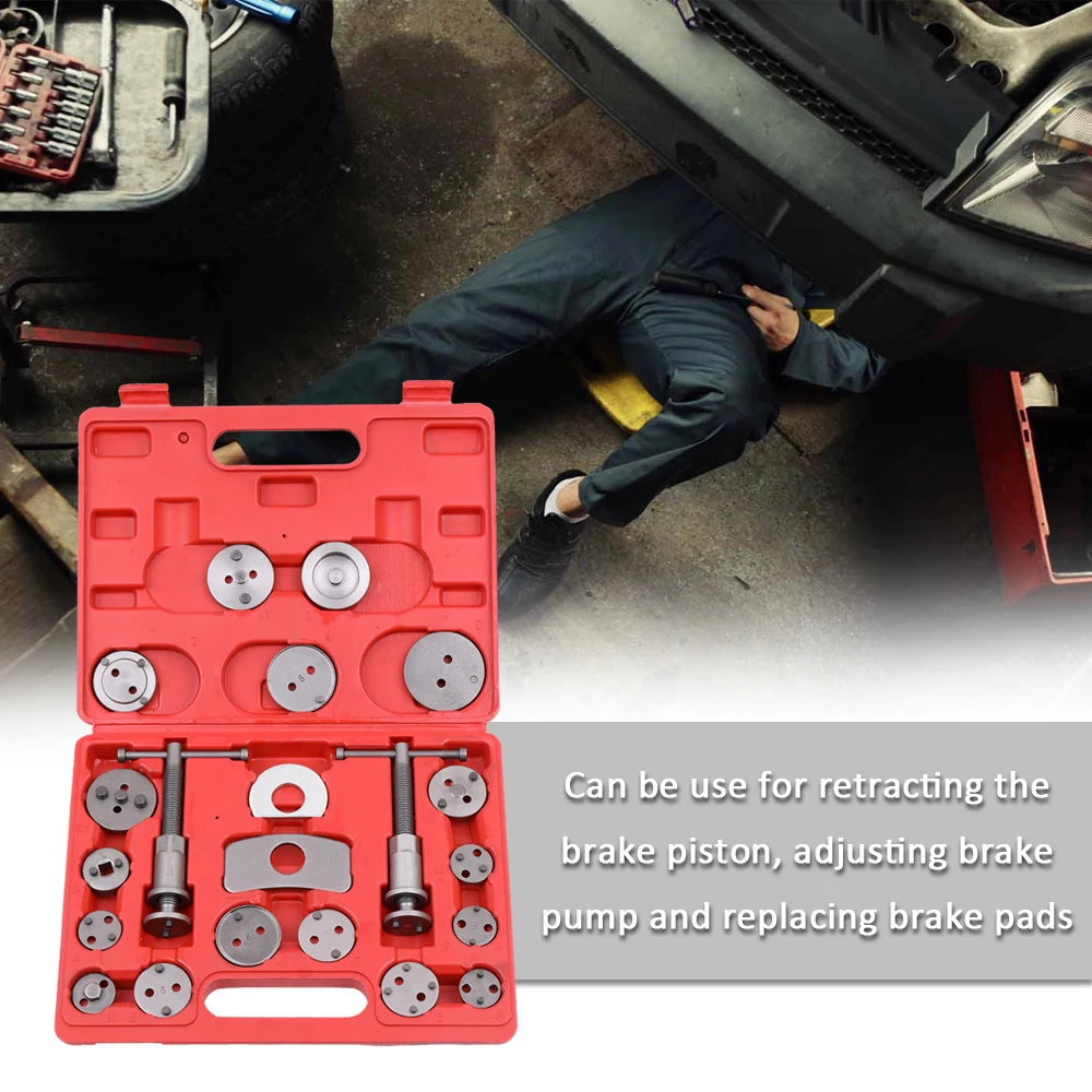 

21pcs Auto Universal Disc Brake Caliper Car Wind Back Pad Piston Compressor Automobile Garage Repair Tool Kit Set