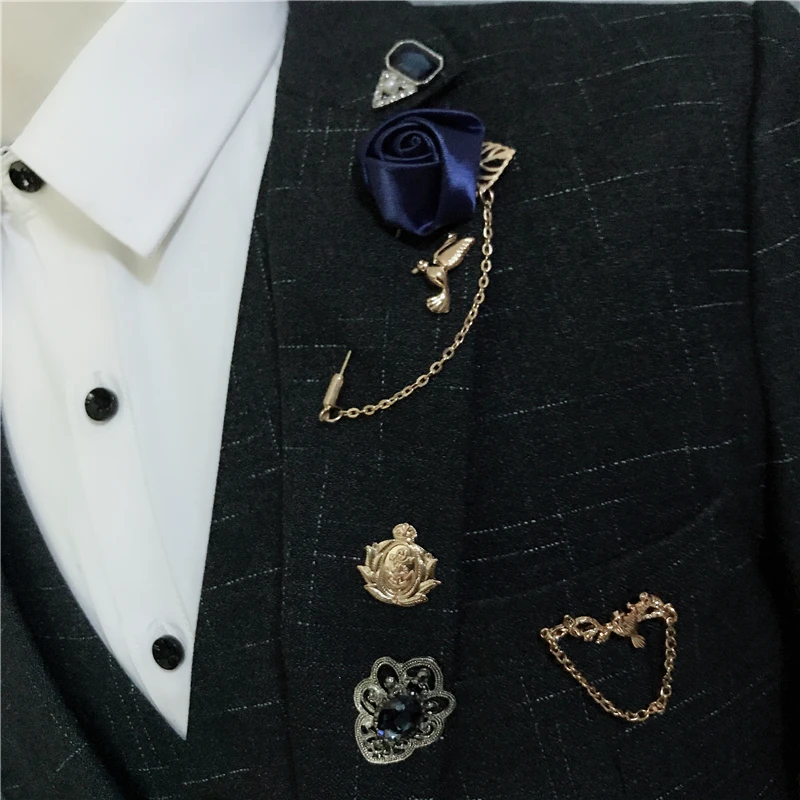 

i-Remiel Retro Mini Metal Flower Brooch Pin Set Shirt Collar Button Badge Pins British Suit Accessories Sets for Men and Women