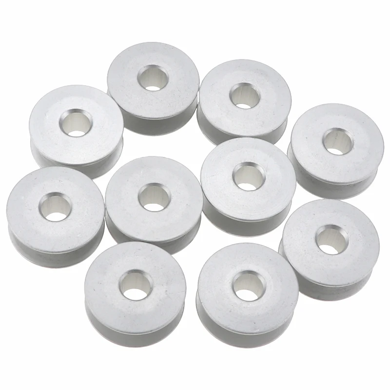 

YOKOYAMA 10Pcs/Set Sewing Spool Tools Industrial Sewing Machine Flat Car Embroidery Machine Aluminum Bobbin Slope Bobbin Core