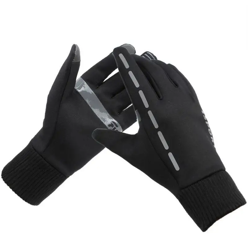 1 пара велосипедных Противоскользящих зимних и весенних спортивных тепловых перчаток с сенсорным экраном мужские и женские бархатные тонкие Светоотражающие перчатки