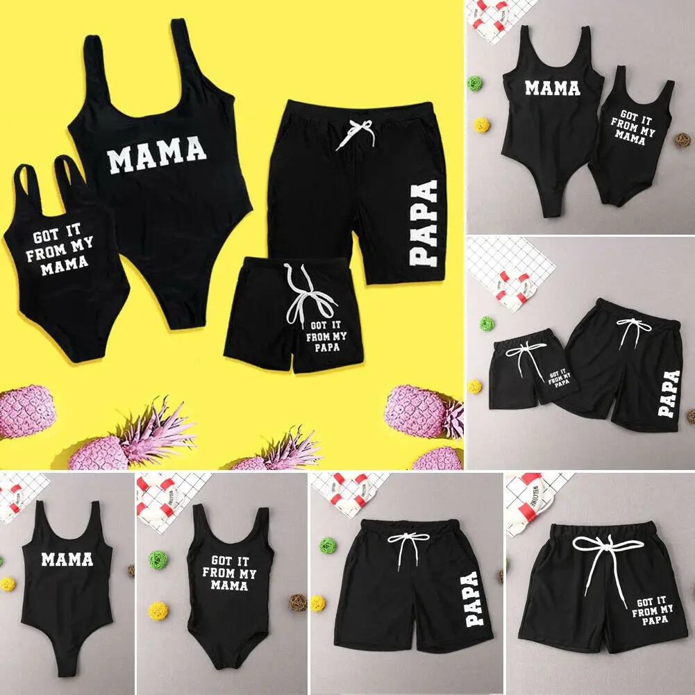 

Puddcoco Family Matching Swimsuit Mother Father Girls Boys Swimwear Bikini Sets