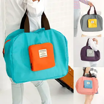 

Large Folding Tote Travel Storage Shoulder Shopping Bag Foldable Handbag Nylon Patchwork Travel Storage Bag