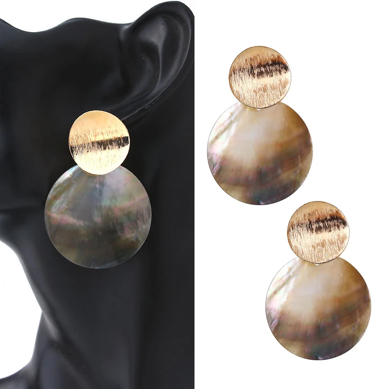 

Shell Round 1Pair Girls Geometric High Quality Drop Dangle Earring Metal Fashion Jewelry Gifts Graceful Big Circle Drop Earring
