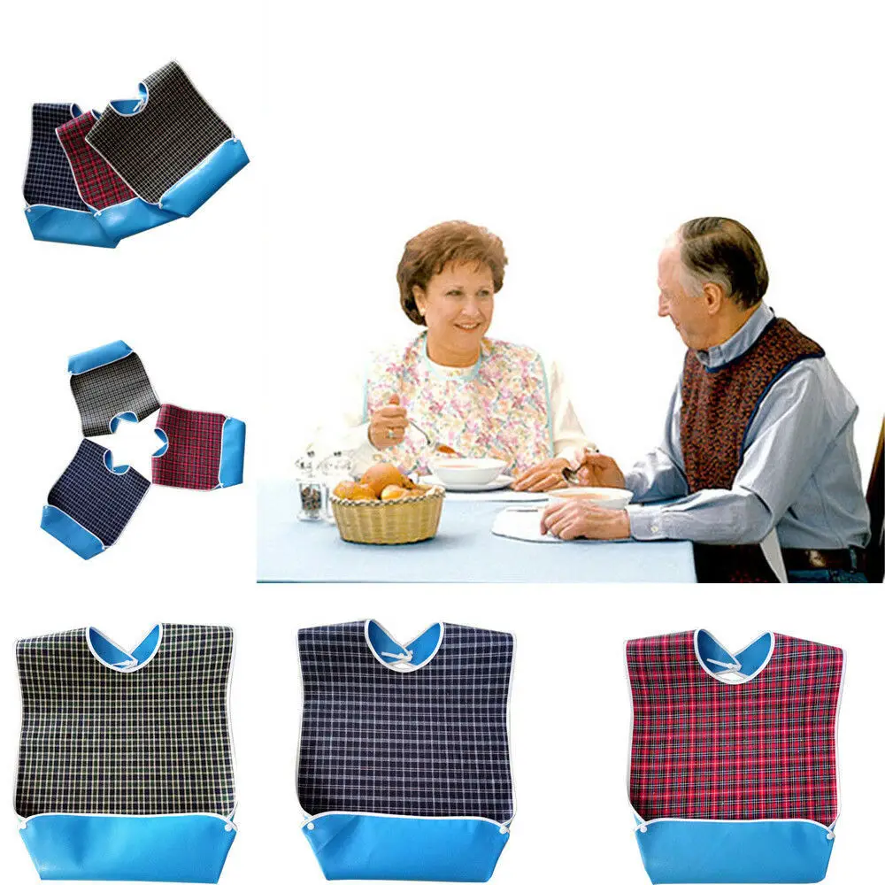 

Waterproof Adult Mealtime Bib Cloth Protector Disability Aid Dining Cook Apron Hot New Adult Old Man Eat Use Bib Keep Clean