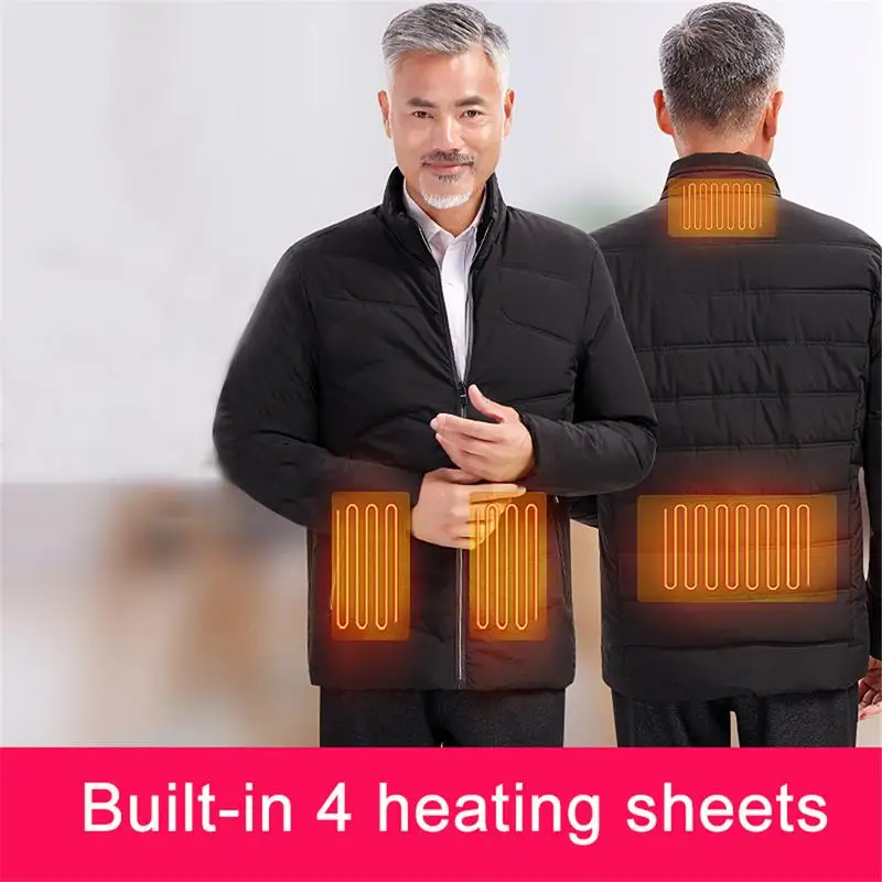 

Cotton Coat for Men Dad Electric Heating Clothes USB Smart Heating Cotton Jacket Warm Body Heating Clothes Long-sleeved Jacket