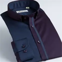 Размер 36-46 Мужская рубашка Новый французский стиль пэчворк Мужская рубашка длинный рукав воротник хлопок 95% тонкий человек рубашка