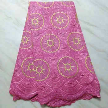 

African Fabric With Stone Lace For Women Dress Red/Grey/Yellow African Swiss Voile Lace Beige Cotton Fabric For African Clothes