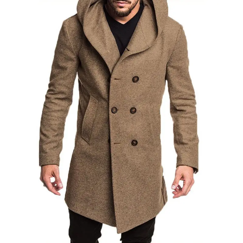 Winter Men's British Style Woolen Coat 2019 Brand Casual Solid Button