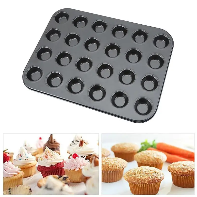 24 Cups Mini Muffin Cupcake Mold Non Stick Baking Pan Tray Bakeware