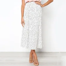 Boho Женская мода в горошек Женские длинные макси юбки новые летние с высокой талией прямые юбки с цветочным узором сарафан Jupe