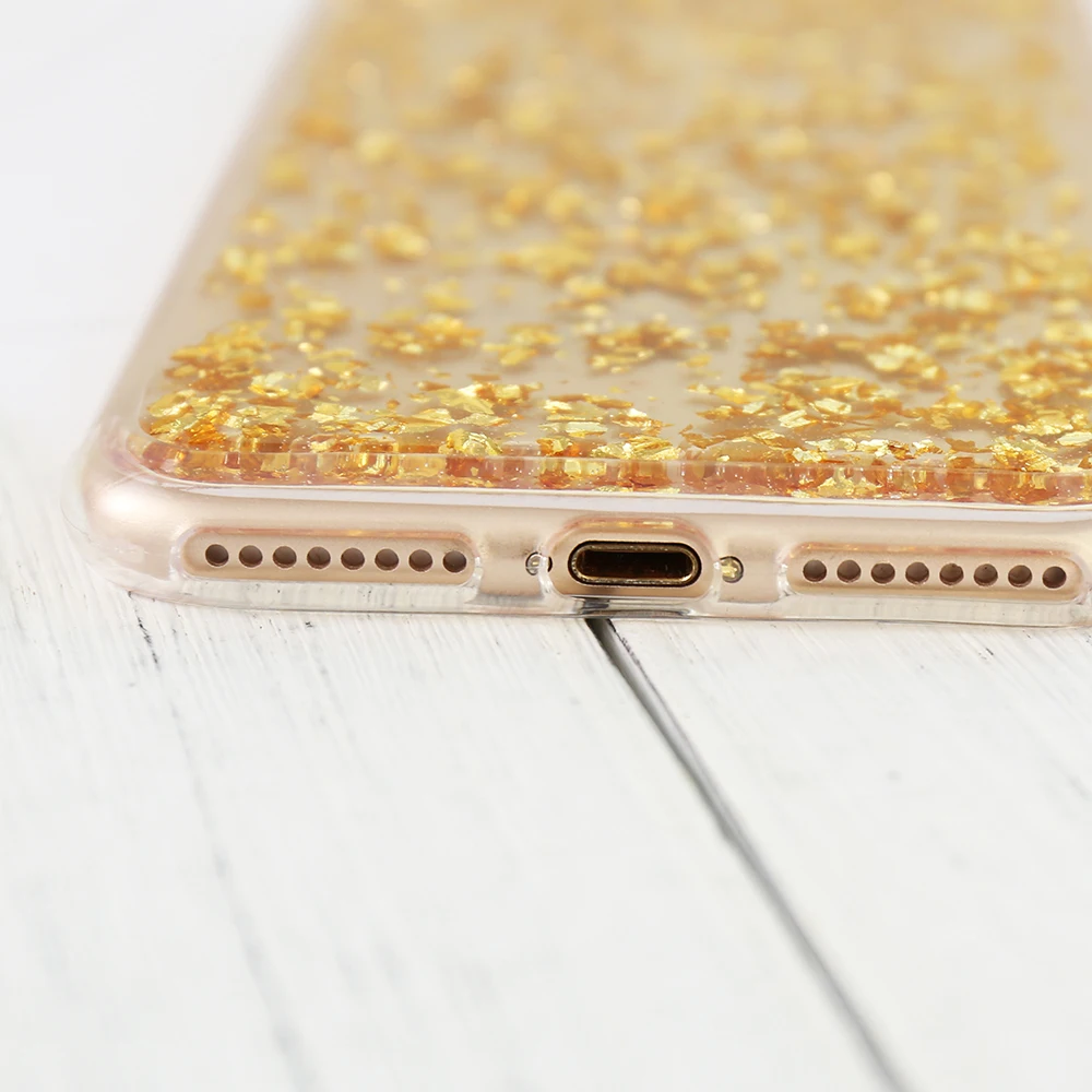 Чехол KISSCASE Bling для iPhone X 7 8 Plus 6 6S 5 5S SE блестки с золотыми блестками мягкий чехол из