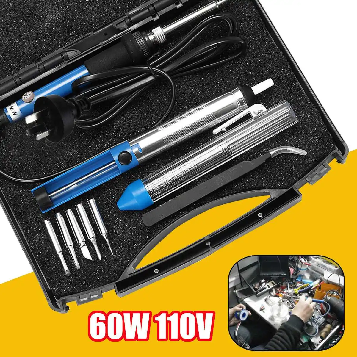 

10Pcs/Set New 110V 60W Electric Soldering Iron Kit Adjustable Temperature Welding Tool