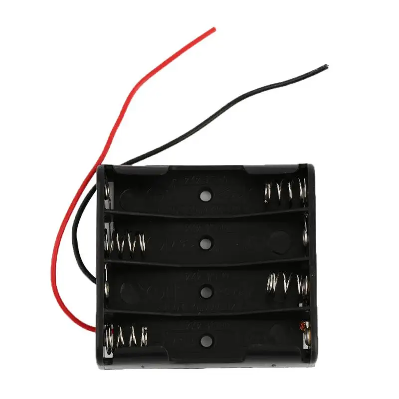 

4 Slots Black Plastic 18650 Battery Storage Box Case 4 Slot Way DIY Batteries Clip Holder Container 4-AAA Battery With Wire Lead