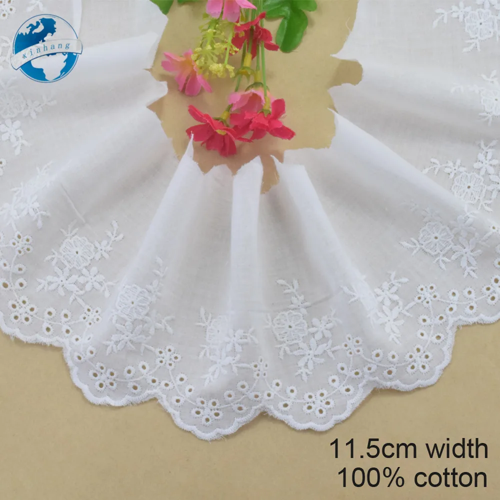 11.5cm width 100% Cotton embroid lace sewing ribbon guipure trim wedding DIY Garment Accessories african lace#3312 | Дом и сад