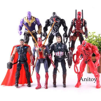 

Marvel Avengers Infinity War Spider Man Venom Dead Pool Thanos Action Figure Collection Model Toy With Light 6pcs/set 7pcs/set