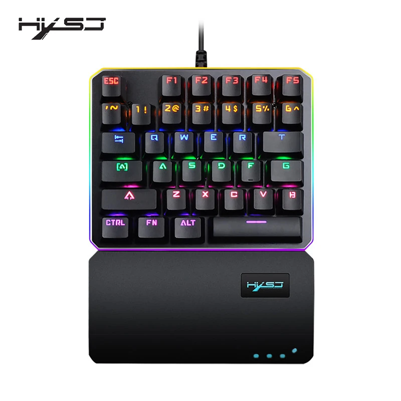 Ручная клавиатура; большие размеры 35-ключ RGB несколько Подсветка режим HXSJ одной рукой игровая клавиатура LSuitable для профессиональная игровая приставка