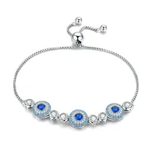 Аутентичные 925 стерлингового серебра счастливый глаз синий глаз теннисные браслеты для женщин стерлингового серебра ювелирные изделия подарок SCB088