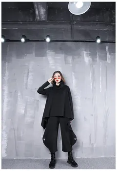 

2019 New Spring Black Harem Pants Korea Fashion Ankle-Length Loose Pants Solid Elastic Waist Straight Trousers
