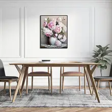 40*50 см Розовый пион шаблон Безрамная цифровая самодельная картина маслом Ручная роспись украшения дома