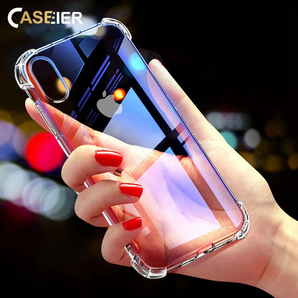 

CASEIER Shockproof Case For iPhone XR 7 8 Plus XS MAX Cover For iPhone X 6 6s 7 8 Clear Anti-knock Case Transparent Full Covers