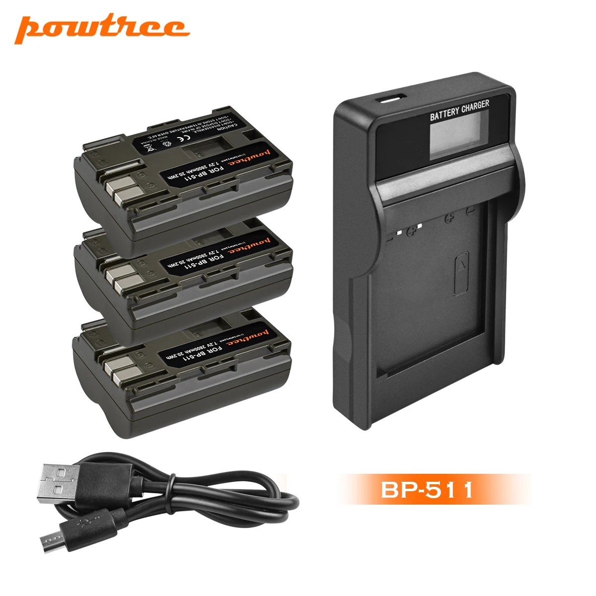 Powtree 2800 мА/ч, BP-511 BP511 BP 511 BP-511A Батарея+ ЖК-дисплей Зарядное устройство для Canon G6 G5 G3 G2 G1 EOS 300D 50D 40D 30D 20D 5D L10