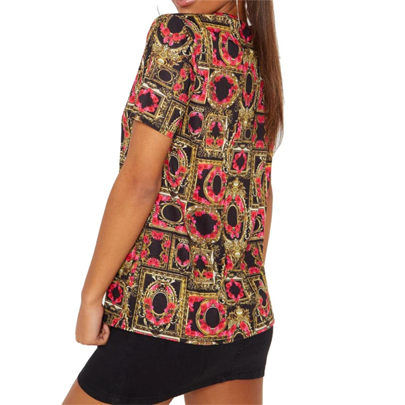 

2019 Women Summer Short Sleeve T-shirts Casual Floral Print T Shirt Tops Tee Female T Shirts Camisas Mujer Harajuku Streetwear