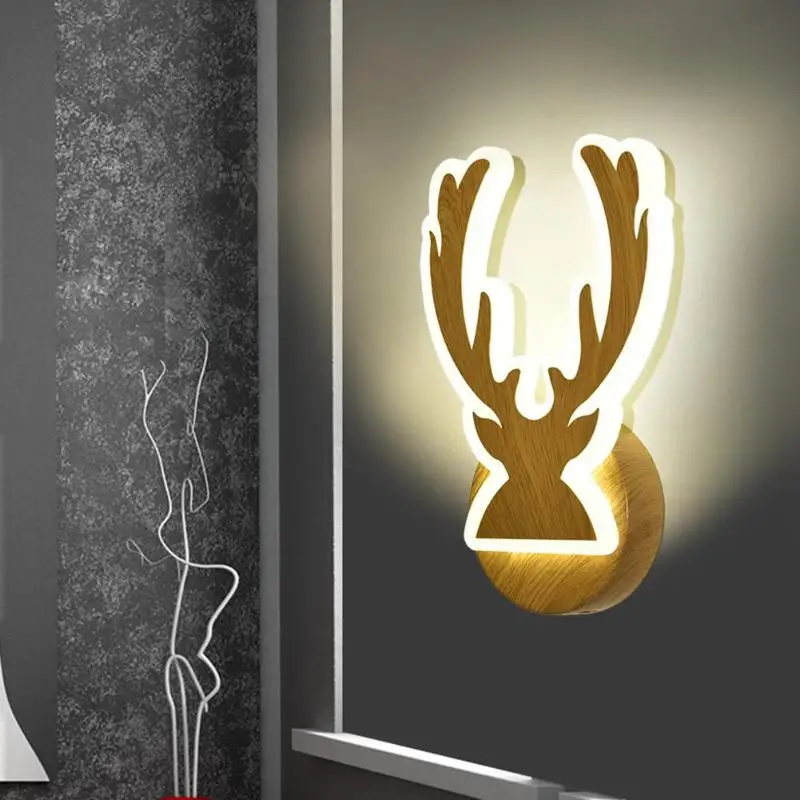 

10W 30 LED Wall Lamp Creative Deer Head Wall Acrylic Light Bedside Study Art Lamp for Bedroom Living Room Decoration Lights