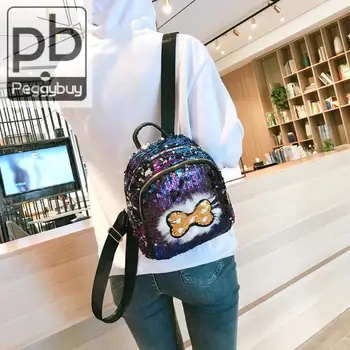 

Sequins Bowknot Women Backpack Teenage Girls Shoulder Travel Mini Backpack Mochila Feminina