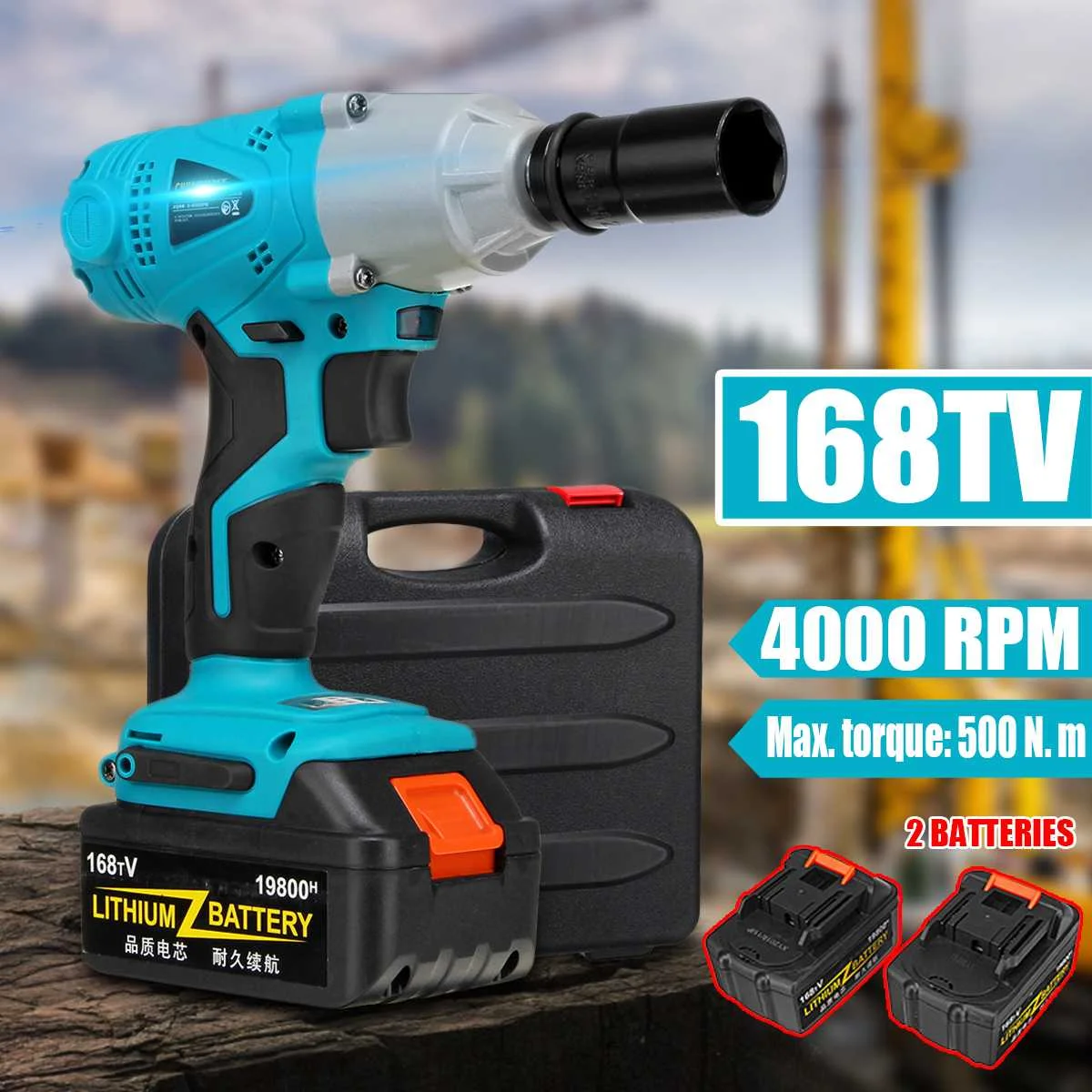 

19800mAh All-in-one Electric Wrench Impact Wrench 1/2 Compact Driver Socket Li-ion 2 Batteries Power Tools
