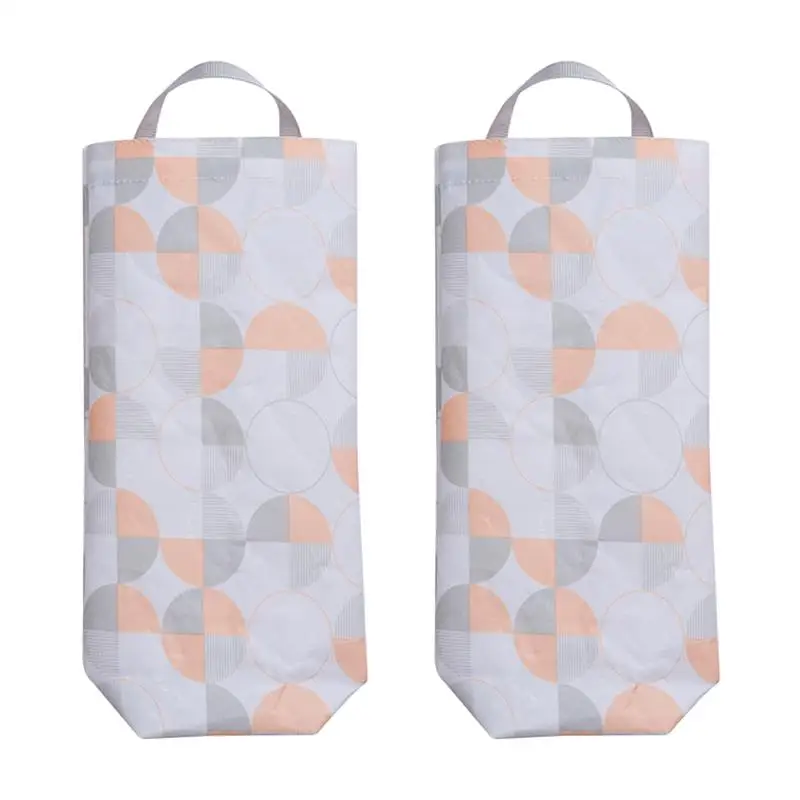 

2Pcs/Pack Practical Round Oxford Cloth Trash Bag Storage Pouch Folding Hanging Garbage Pouch Household Cupboard Storage