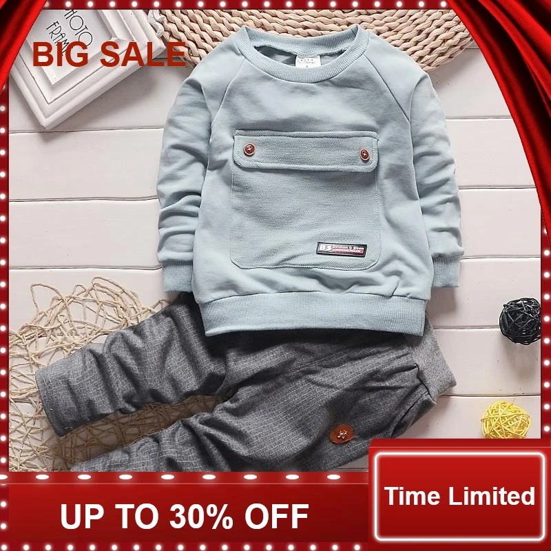 2018 Children Clothing 2pcs sets Coat+pants Fashion letter baby Boy Kid Autumn Winter Suit Fall Cotton sport tracksuit | Мать и ребенок
