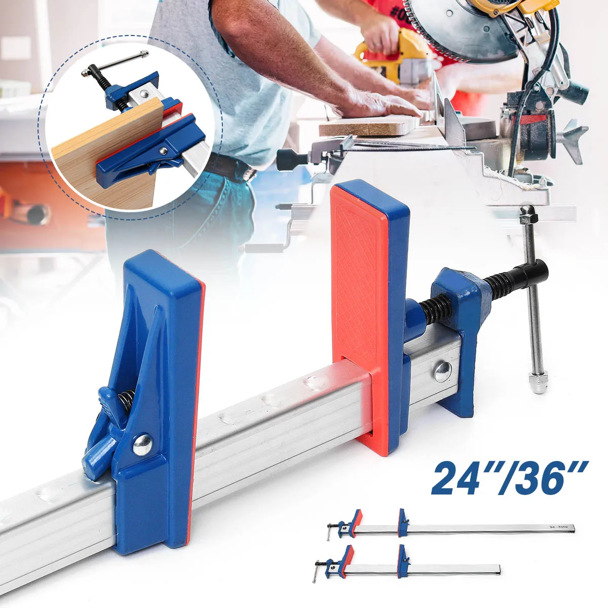 24/36 Inch Aluminum F Clamp Bar Heavy Holder Grip Release Parallel Wool