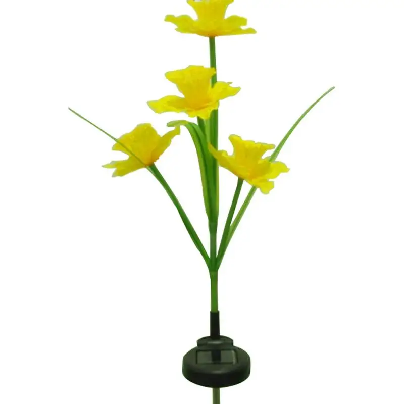 

Kaigelin LED Solar Garden Lights Outdoor Decorative 4-head Daffodil Shaped LED Lamp Waterproof Yellow Lawn Light outside decor