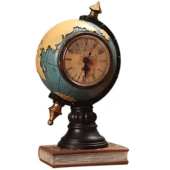 

Desktop Ornament Vintage Clock Globe Model Clock Home Living Room Cabinet Porch Seat Clock Office Decorations Ornaments