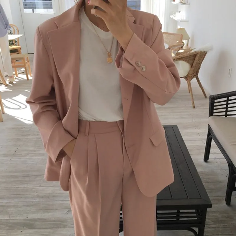 Fashion Ensemble Femme 2 Pieces Set Single Breasted Women Blazer Long Pant Suit Female Casual Workwear Office Suit Fashion Ensemble Femme 2 Pieces Set Single Breasted Women Blazer Long Pant Suit Female Casual Workwear Office Suit