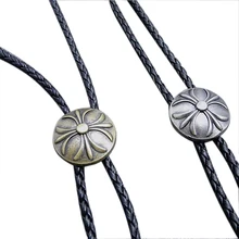 Новые поступления Ретро стиль круглый крест Боло галстук регулируемый черный шеи веревка Мужская футболка шеи Боло Галстуки мужские вечерние аксессуары