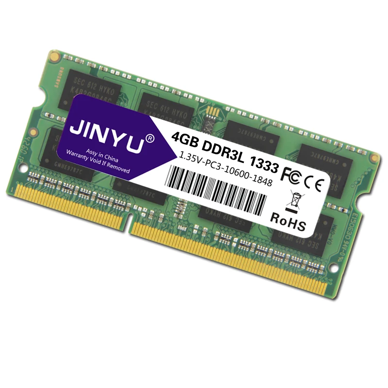 JINYU Ddr3 низкого напряжения 4G 1,35 V 204Pin ram память для ноутбука