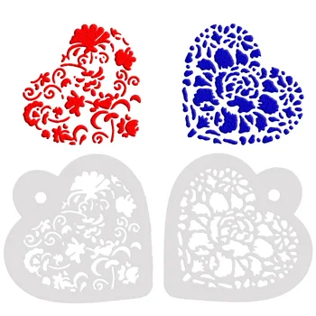 

2pcs Flower Heart Fondant Stencil Set Cake Decorating Tool Stencil Lace Side Stencil Set Stencil For Cake Cookie