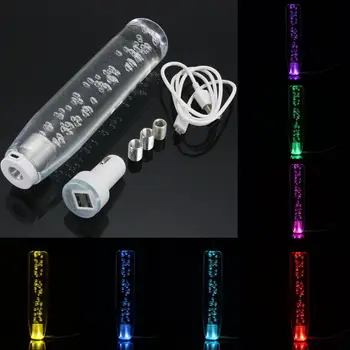 

200mm LED Light Colorful Transparent Changing Bubble Gear Shift Knob Manual Shifter Stick with USB interface Charger