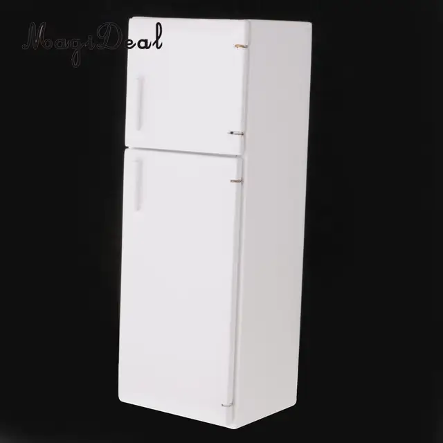 MagiDeal 1/12 Dollhouse Miniature Kitchen White Wooden Fridge Refrigerator Freezer for Dolls Bedroom Living Room Accs Kids Toy 5