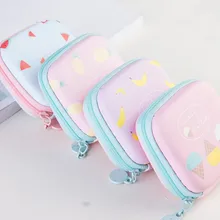 Портативный чехол для наушников, мини-чехол на молнии, круглая сумка для хранения, коробка для наушников, чехол