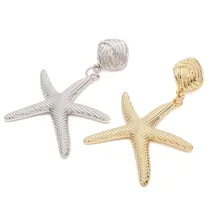 2019 Summer Elegant Gold Color Starfish Earrings Alloy Ocean Sea Star Drop Earrings Women Jewelry Gifts gold color with star hotpink butterfly star drop earrings
