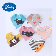 Хлопковый Слюнявчик с рисунком Диснея, Слюнявчик с двумя пуговицами, слюнявчик для мальчиков и девочек, детский слюнявчик из чистого хлопка