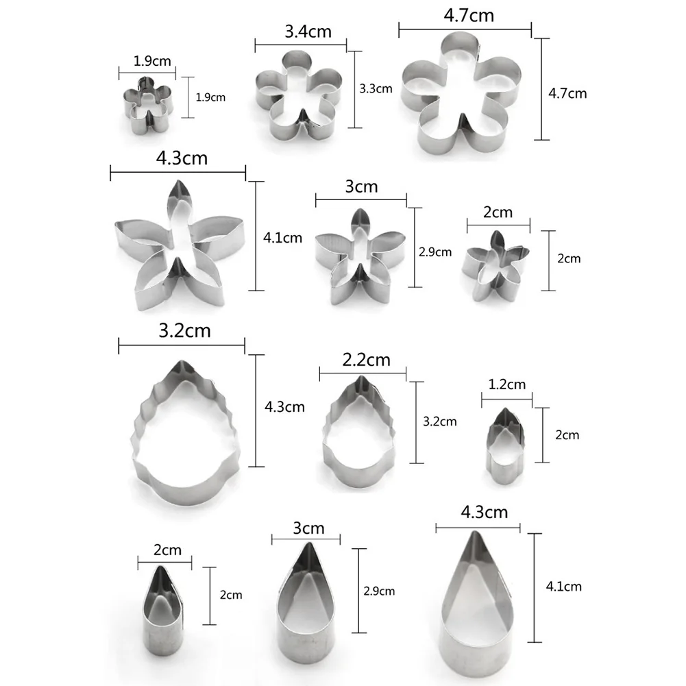 12 шт./компл. DIY печенья прессформы Fondant(сахарная) декорирование Кухня инструмент для выпечки печенья резак с изображением кекса и цветов Форма Нержавеющая сталь