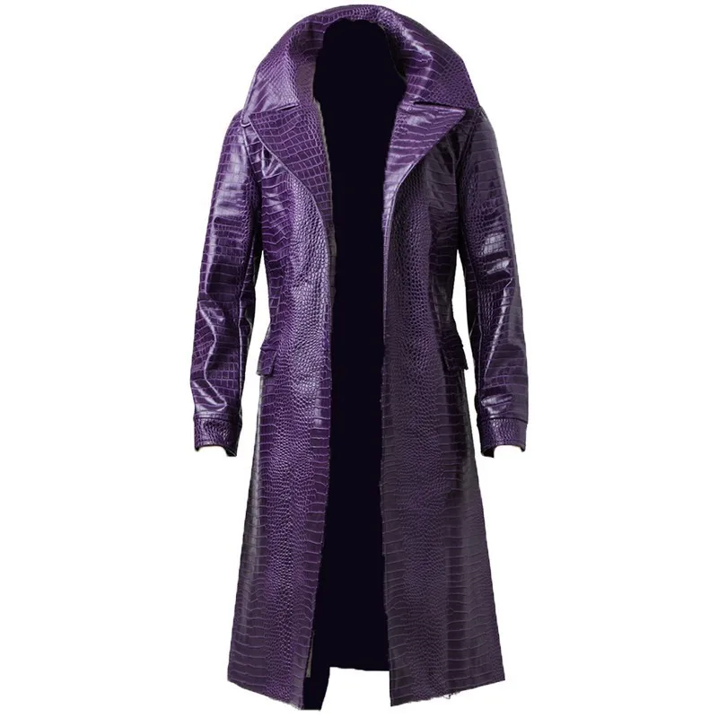 Batman Dark Knight Joker 6 pcs Gabardine Trench Coat Costume Cosplay Halloween